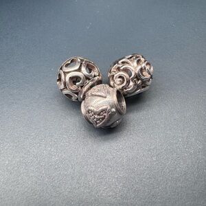 Silver Heart and Swirl Bead Set
